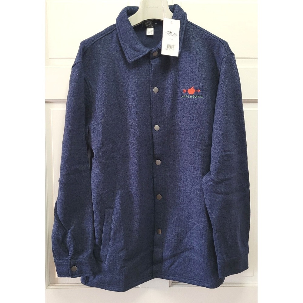Charles River Applegate Foods Logo Unisex Fleece Snap Shacket - Blue - Large